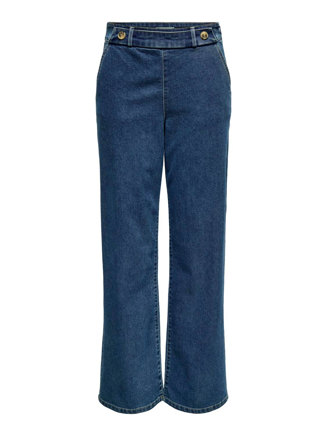 JDYGEGGO Hohe Taille Gerade geschnitten Jeans Medium Blue Denim
