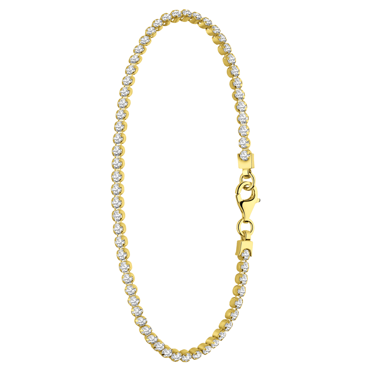 Zilveren goldplated set ketting, armband en oorknoppen zirkonia