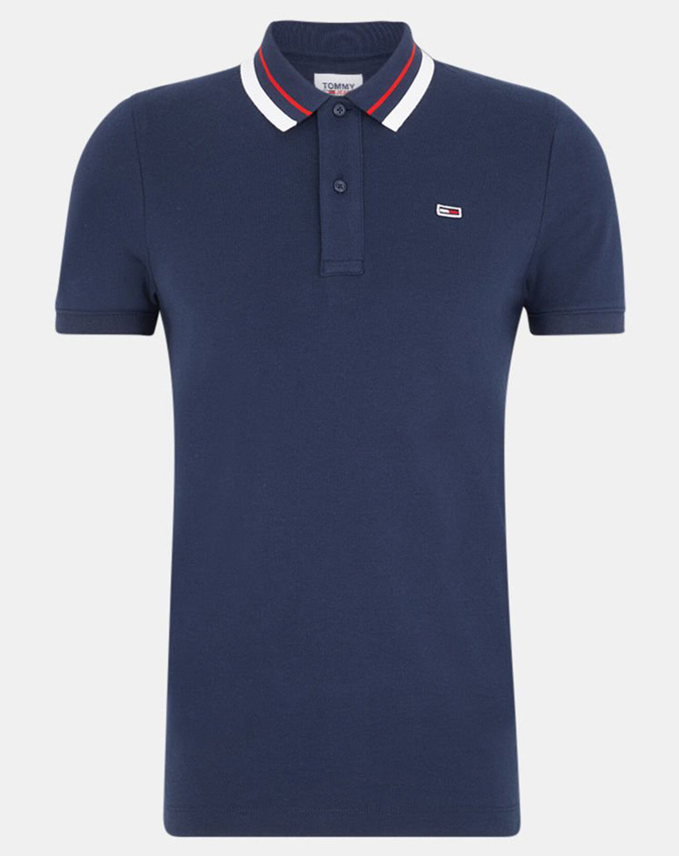 Tommy Jeans Polo Regular en Coton Bio Col Contrasté bleu marine