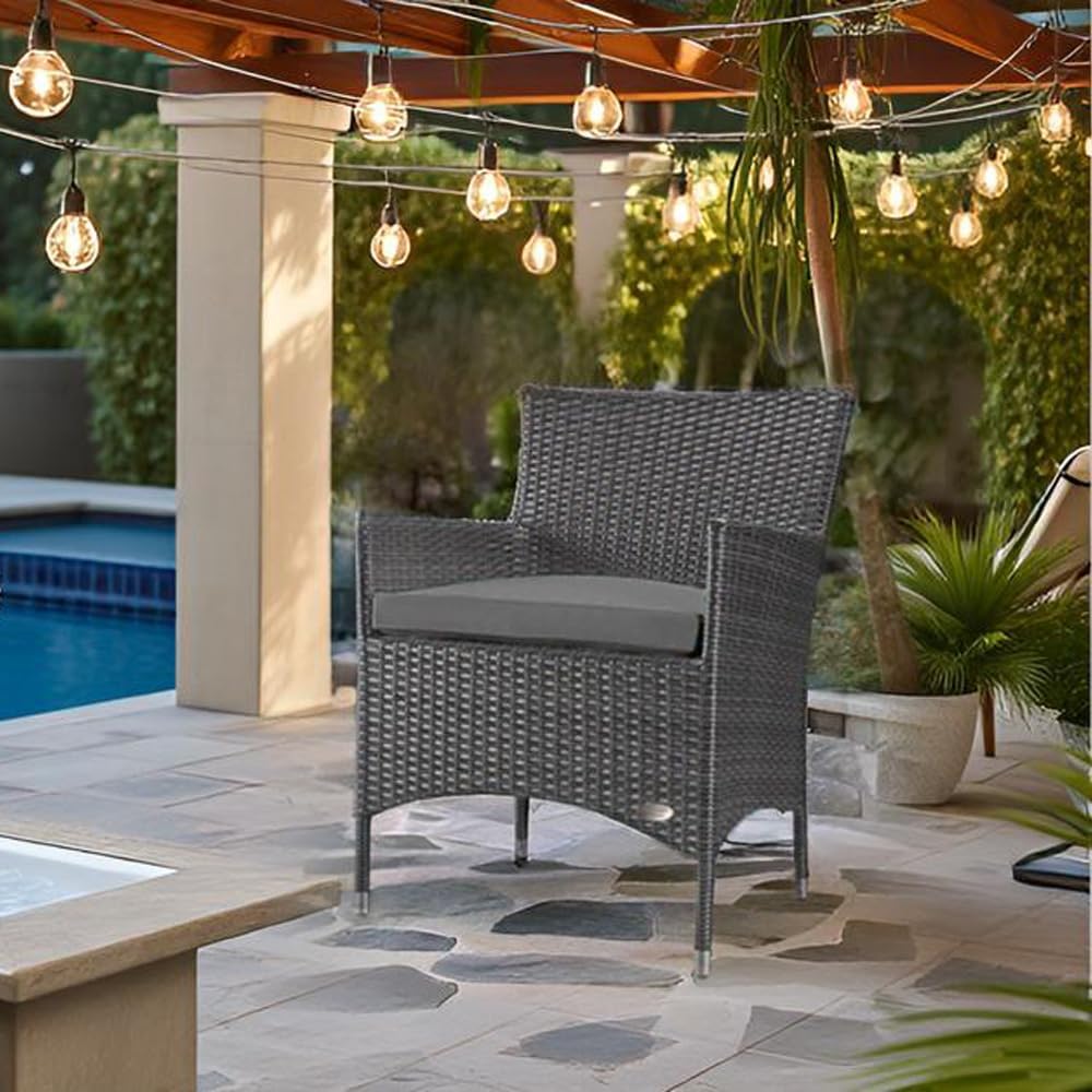 RS Trade® Exclusive 'Trento' Polyrattan Gartenstuhl handgeflochten mit verstärktem Alu-Rahmen, bis zu 200 kg belastbar, Rattan Stuhl mit Alu Füßen und extra Bodenschutzkappen, inkl. 5 cm Sitzkissen
