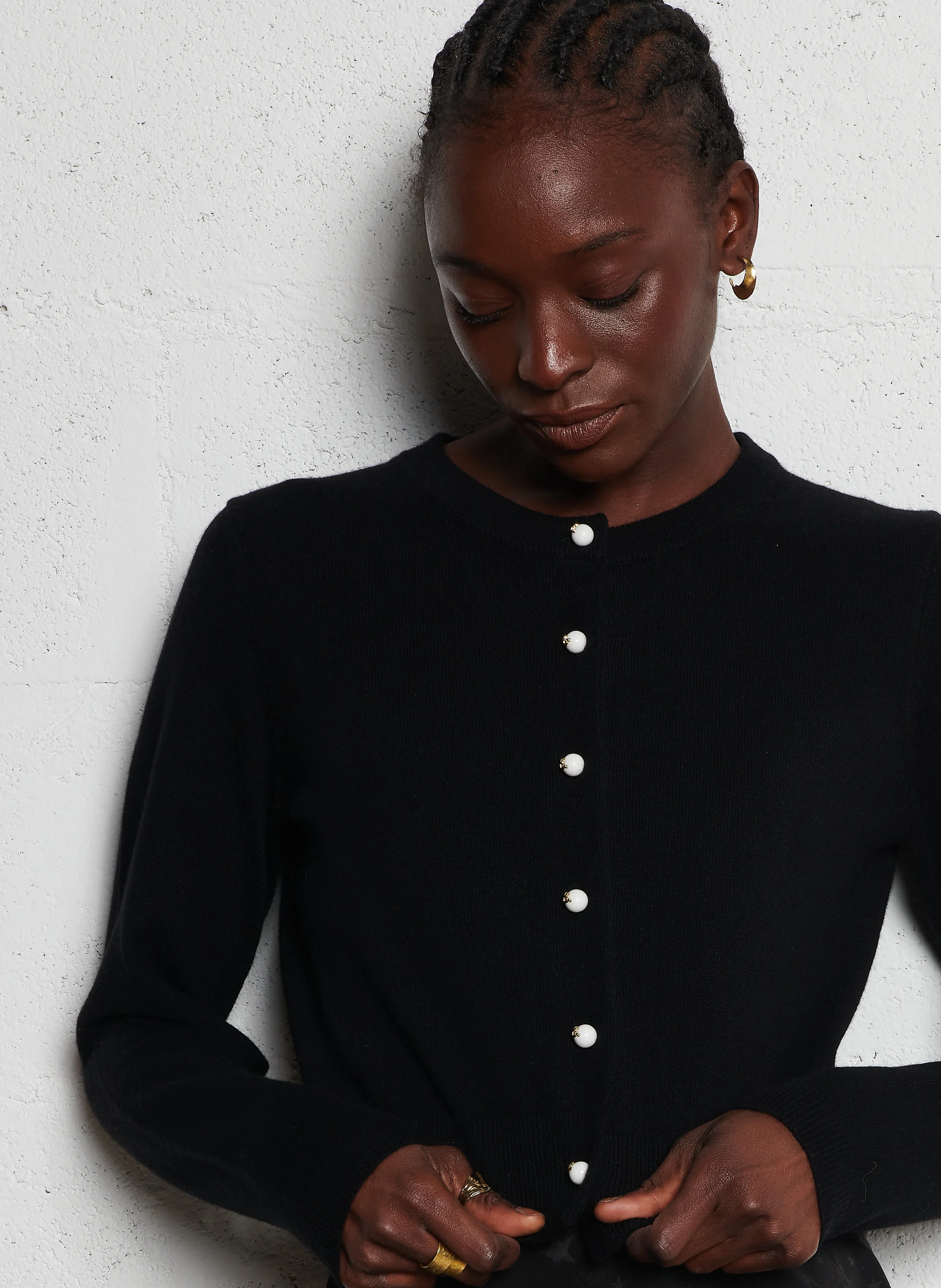 GRACE - Cardigan court en laine et cachemire | Noir