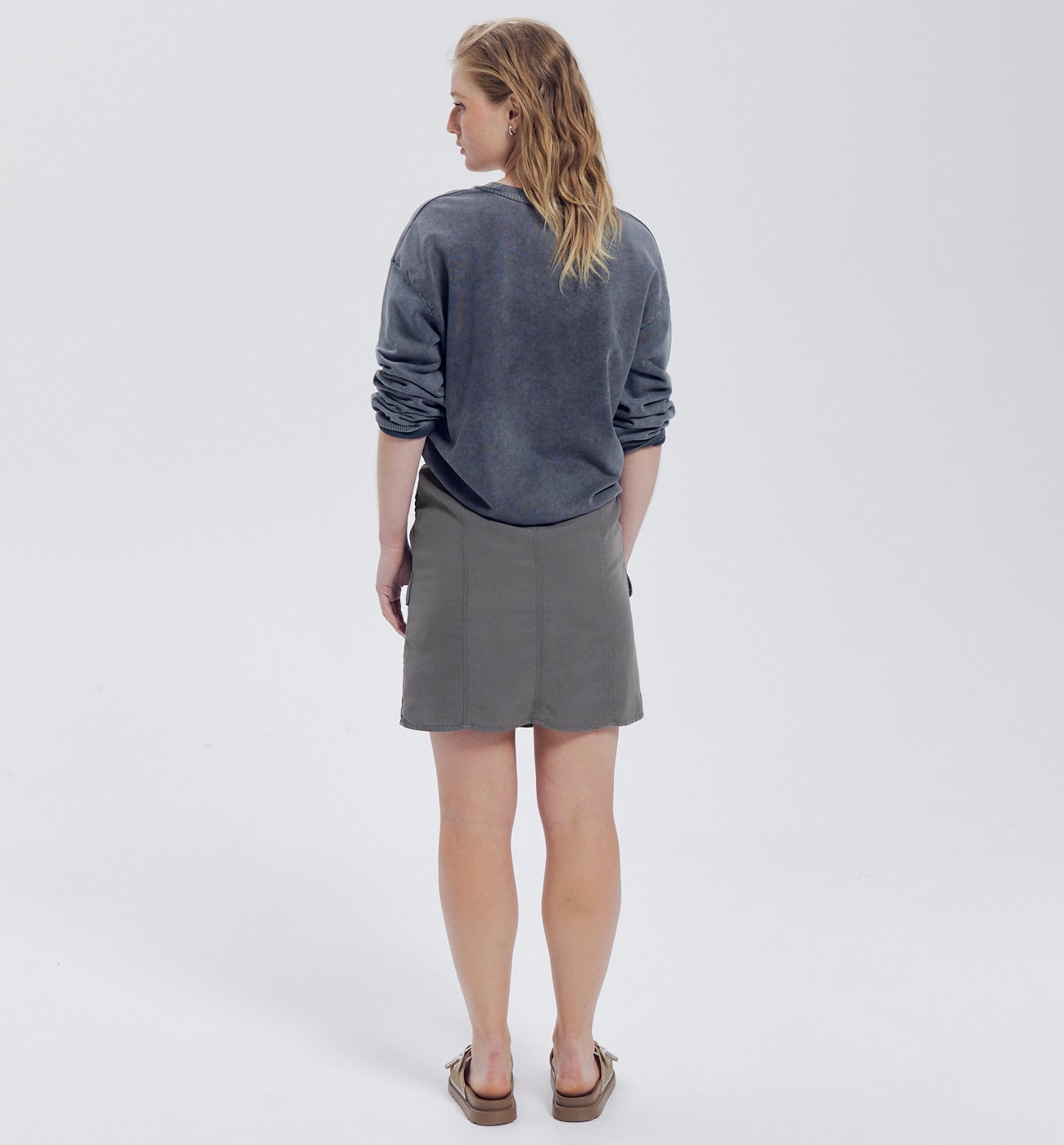 Jupe en lyocell et lin Femme - Gris foncé