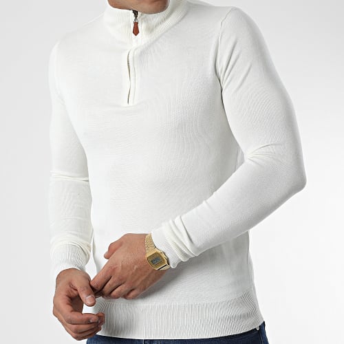Pull Col Zippé J666 Beige Clair