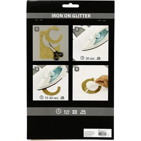 Creotime Glitter Bügelfolie für Stoffe geeignet A5 gold