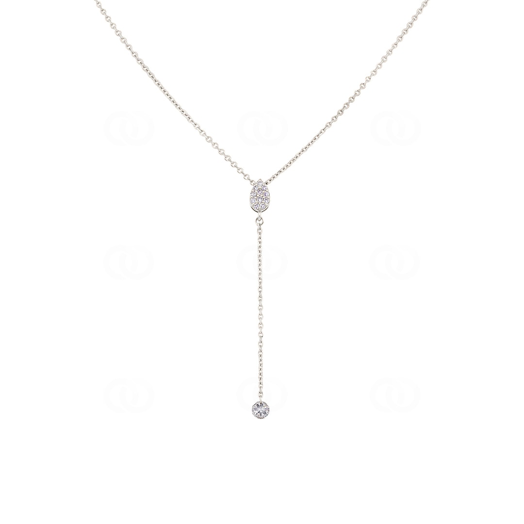 Collier mit Anhänger 750/18 K Weissgold mit Diamanten 0.18 ct H/si