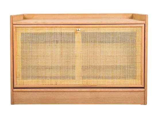 Banc Porte-chaussures en bois et grille brune 80x38x53