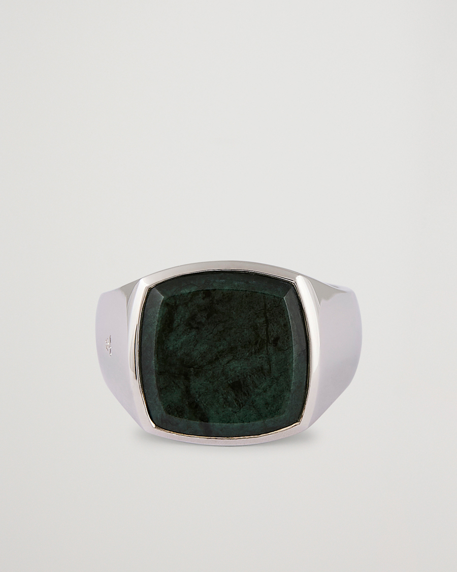 Tom Wood Cushion Green Marble Ring Silver