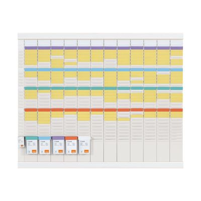 Nobo - Planning annuel à fiches T - 12 colonnes indice 2 - 80 x 66 cm - blanc