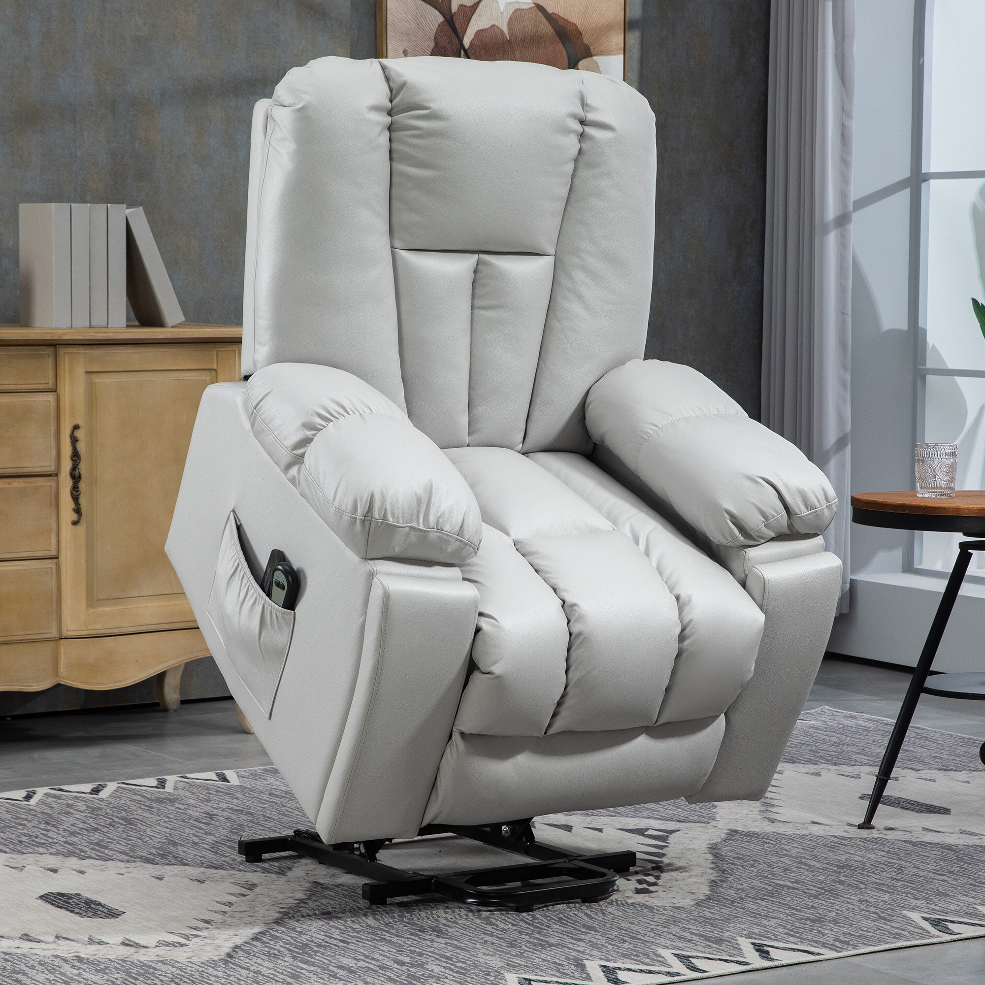 HOMCOM Fernsehsessel mit Aufstehhilfe grau 94L x 96B x 106H cm