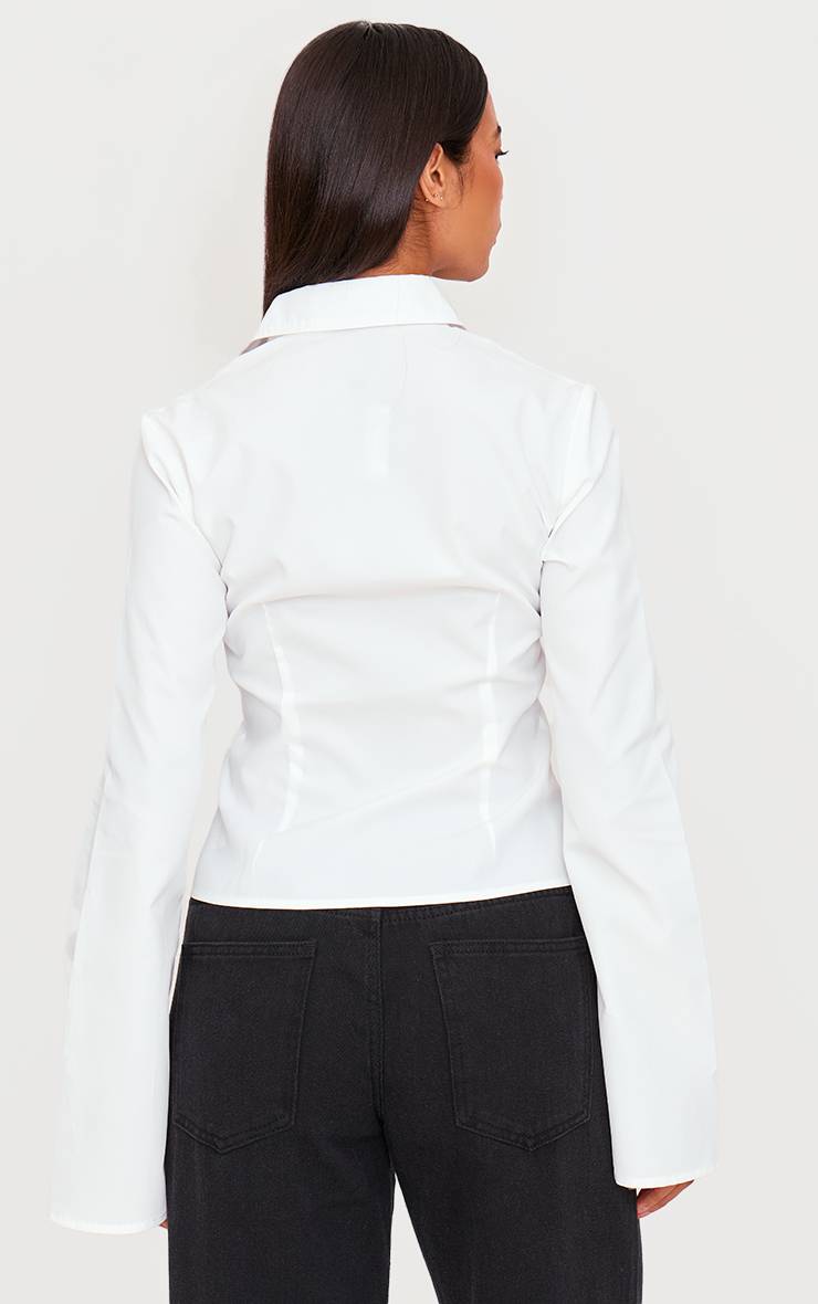 Blanc Chemise Ajustée À Détails De Coutures
