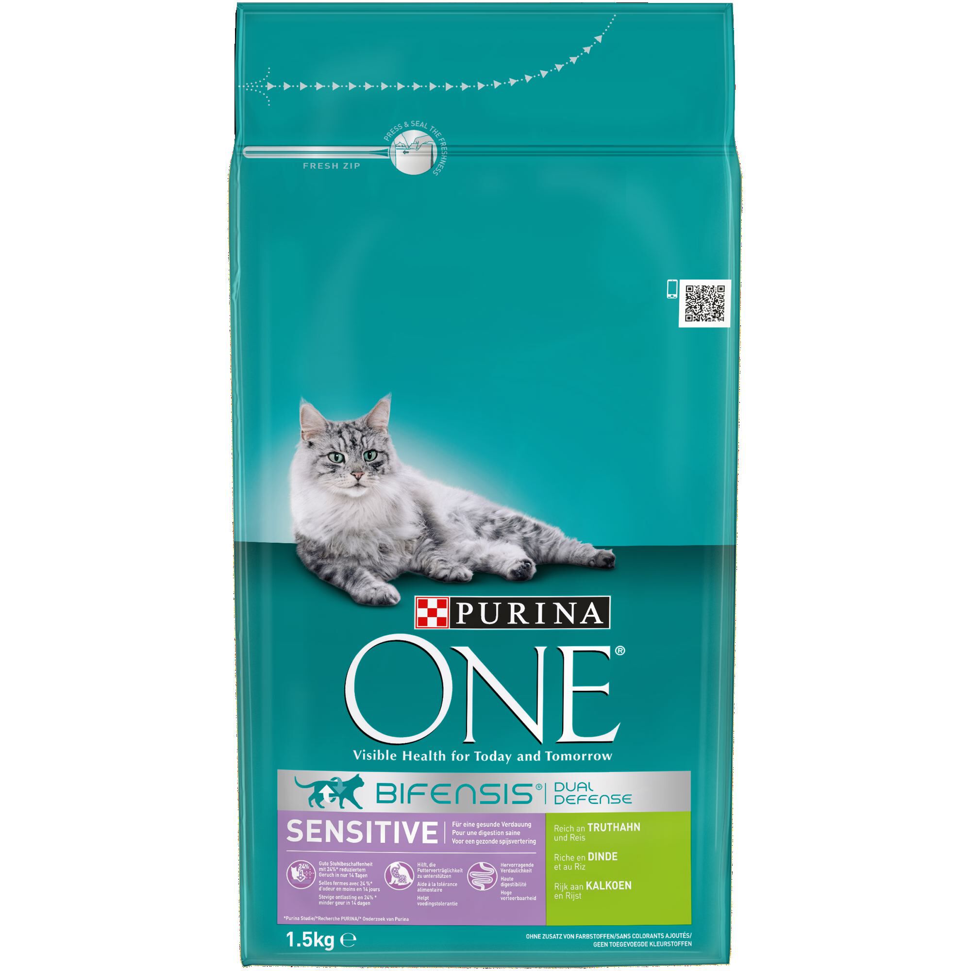Purina One Sensitive  - Kattenvoer - 1500 Gram - rijst, kalkoen