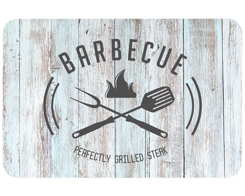 Bedrukte BBQ placemat, wit/grijs, 30 x 45 cm