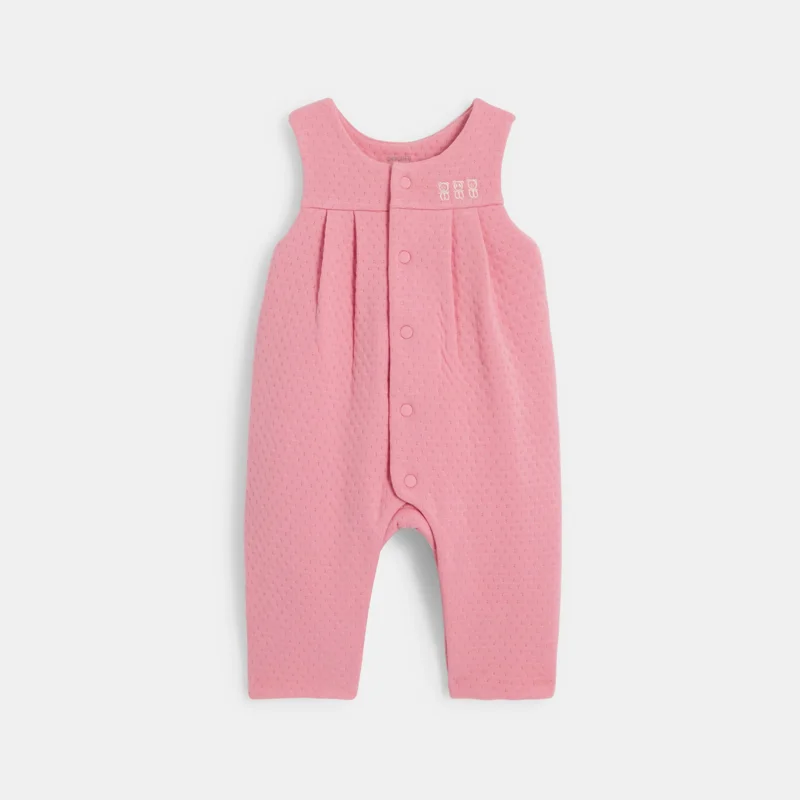 Combinaison pointelle et body fleuri rose bébé fille Rose