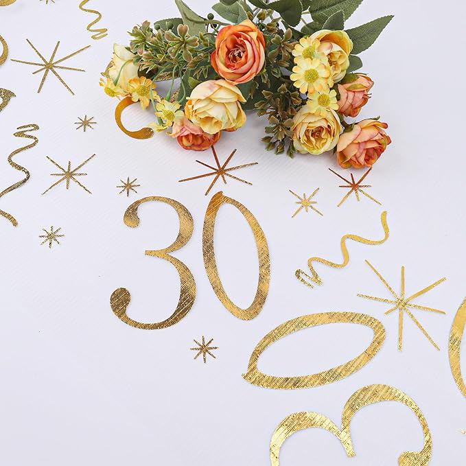 (28x275cm) Happy Birthday Tischläufer 30. Geburtstags Party Deko Zuschneidbares Tischtuch - Transparent / Gold
