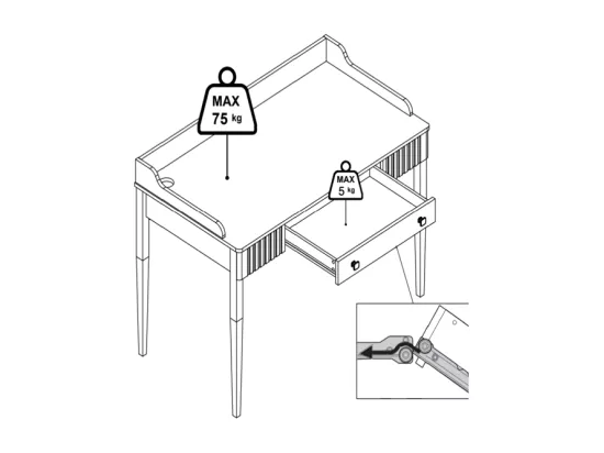 Bureau console avec 1 tiroir - MDF - Blanc mat - RENEVI de Pascal Morabito