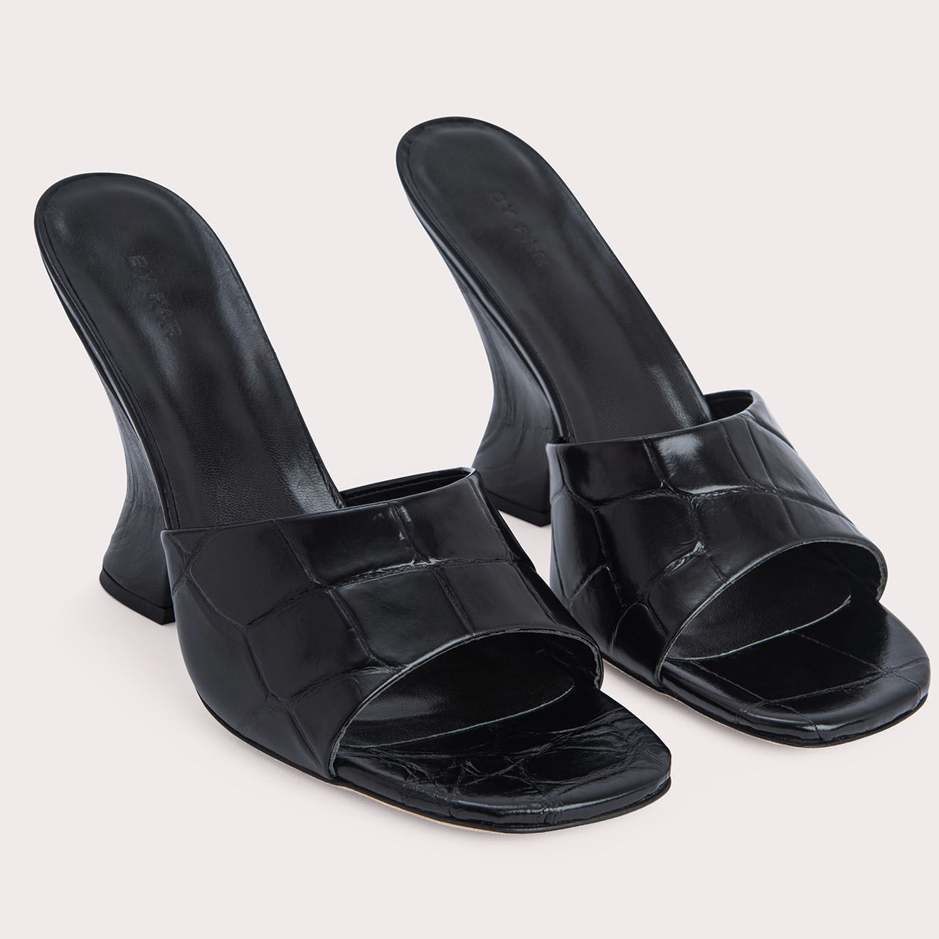By Far Mules en Cuir Tais noires - Talon 11 cm