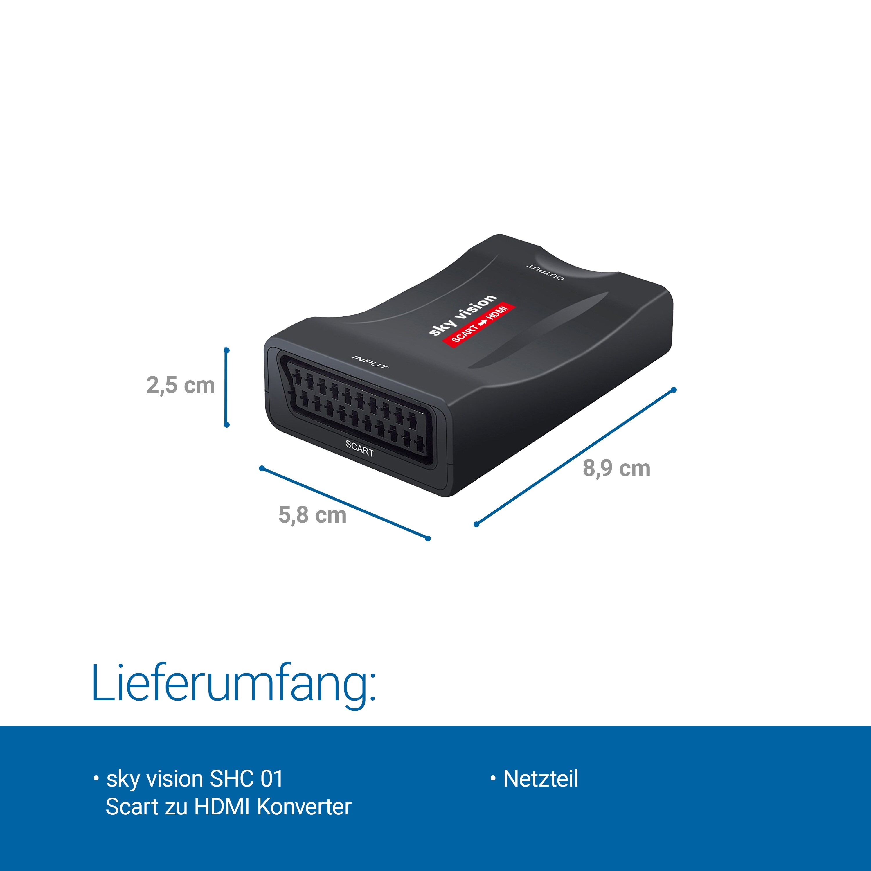 sky vision SCART auf HDMI Konverter, PAL, NTSC, 1080P, VHS, Xbox, PS3