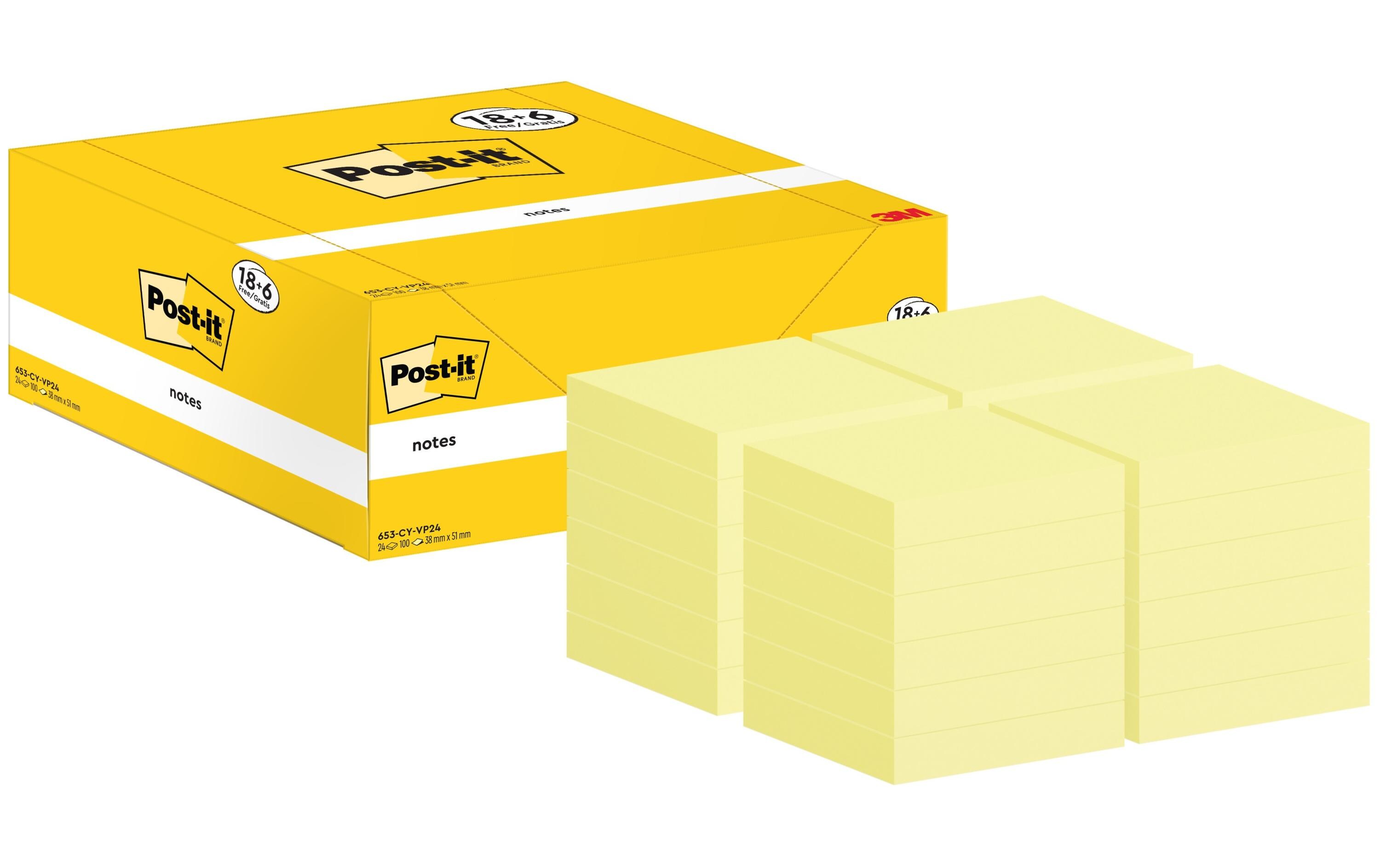 Notizzettel 3M, 38 x 51 mm, 18+6 Blöcke, GelbHaftnotizen