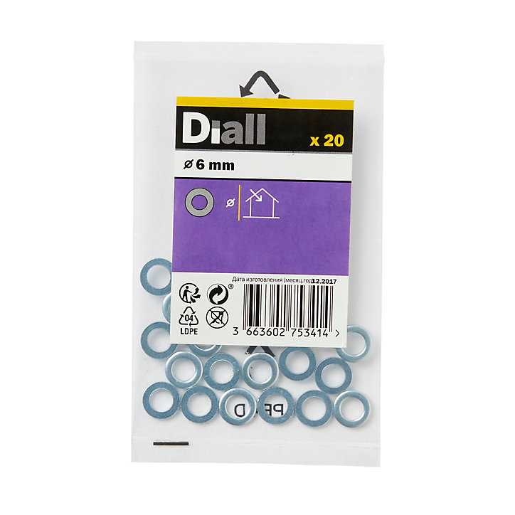 Rondelles plates étroites en acier au carbone ø 6mm - 20 pièces