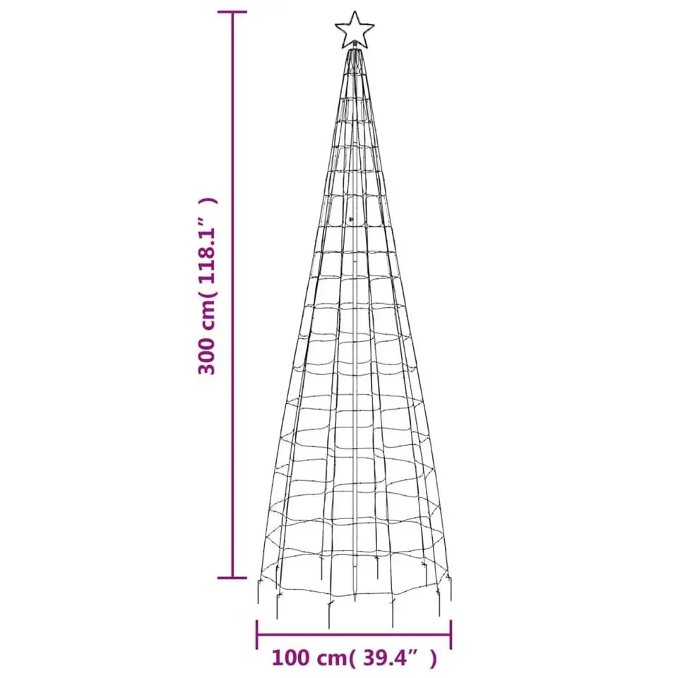 vidaXL LED-kerstboom met spikes 570 LEDs koud wit 300 cm