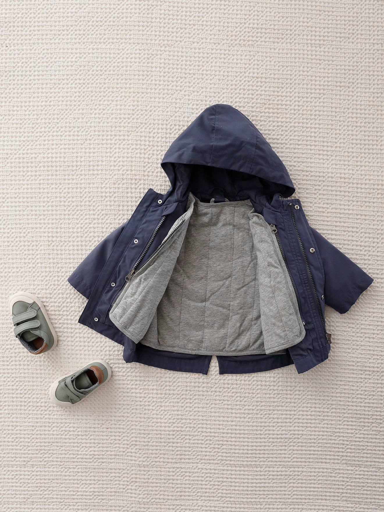 Parka 3 em 1 com jaqueta de lã removível para bebê, azul ardósia