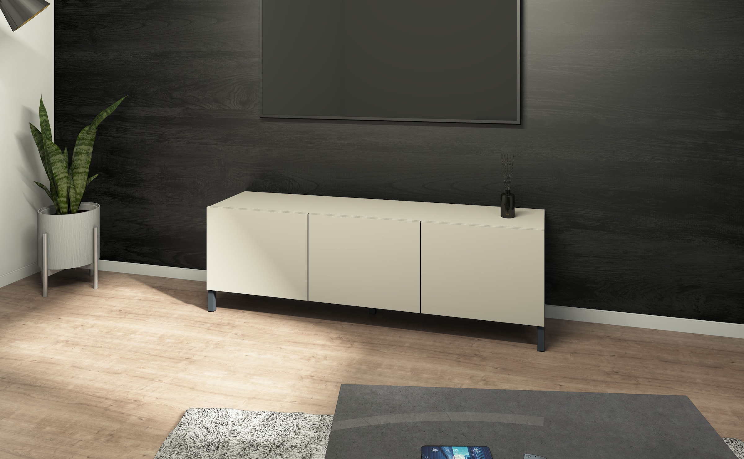 borchardt Möbel Lowboard Metallfüsse, grifflose Optik