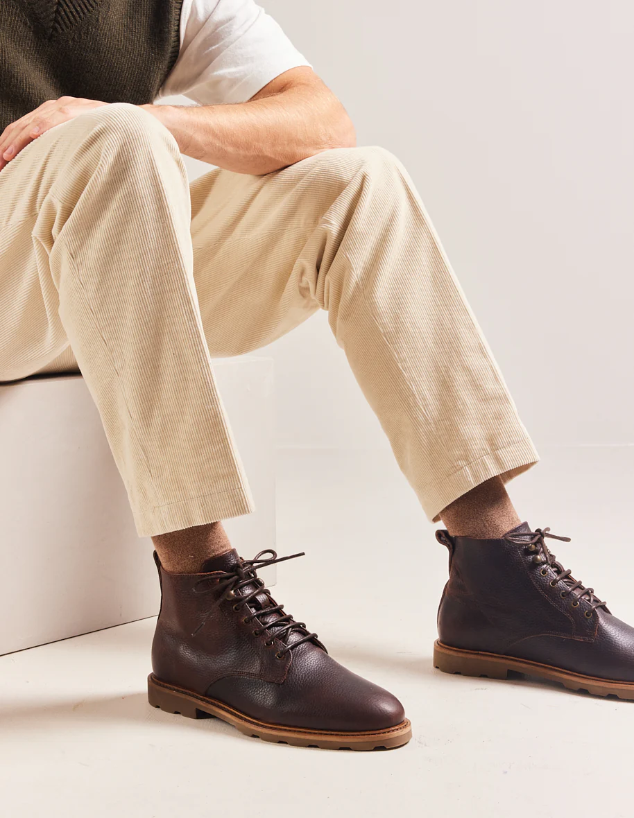 Bottines Eugène - Cuir pull-up grainé marron