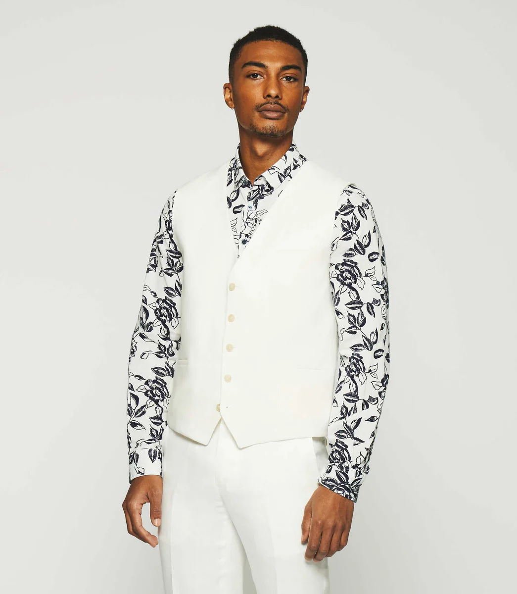 Gilet de costume en lin blanc