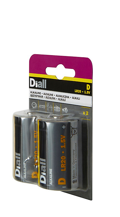 Pile alcaline D (LR20) Diall, lot de 2