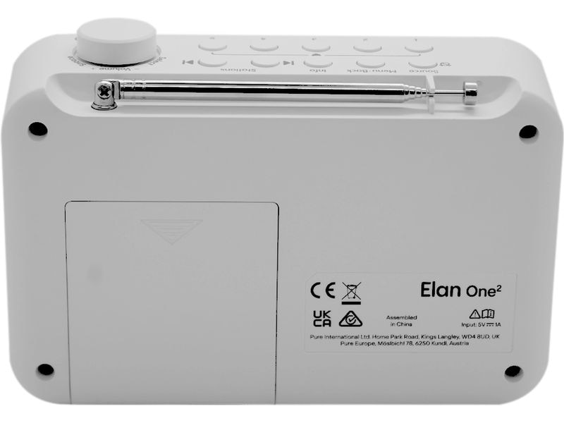 Pure DAB  Radio Elan One2 Weiss Portables DAB /FM-Radio mit Bluetooth 5.1 für den täglichen Gebrauch