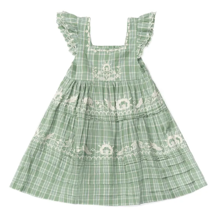 Lali Robe Nanette à Carreaux Brodée | Vert