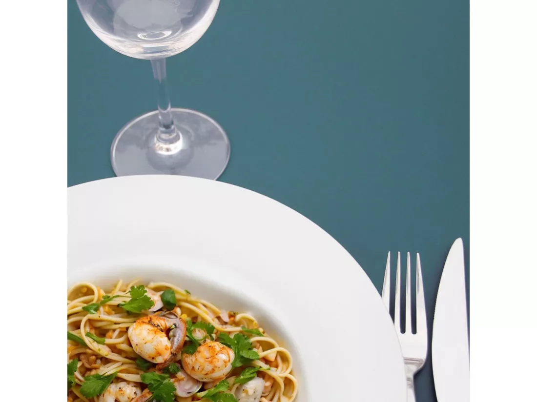 Mange-debout 60 x 60 cm - modèle Rome bleu avec chants bois