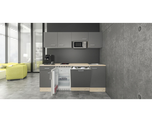 Flex Well keukenblok met apparatuur Tiago 210 cm basaltgrijs mat gedemonteerd omkeerbaar 00011959