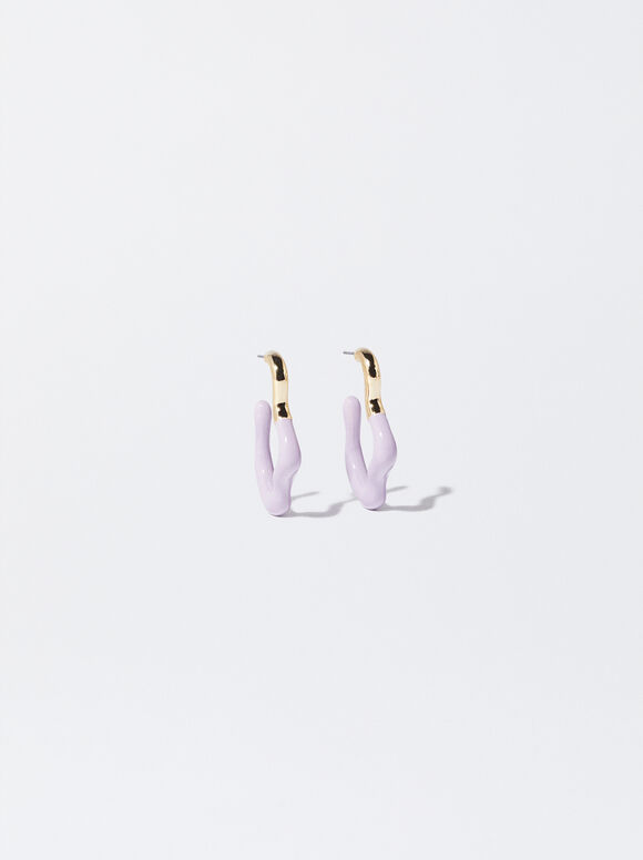 Brincos de argola esmaltados - Violeta