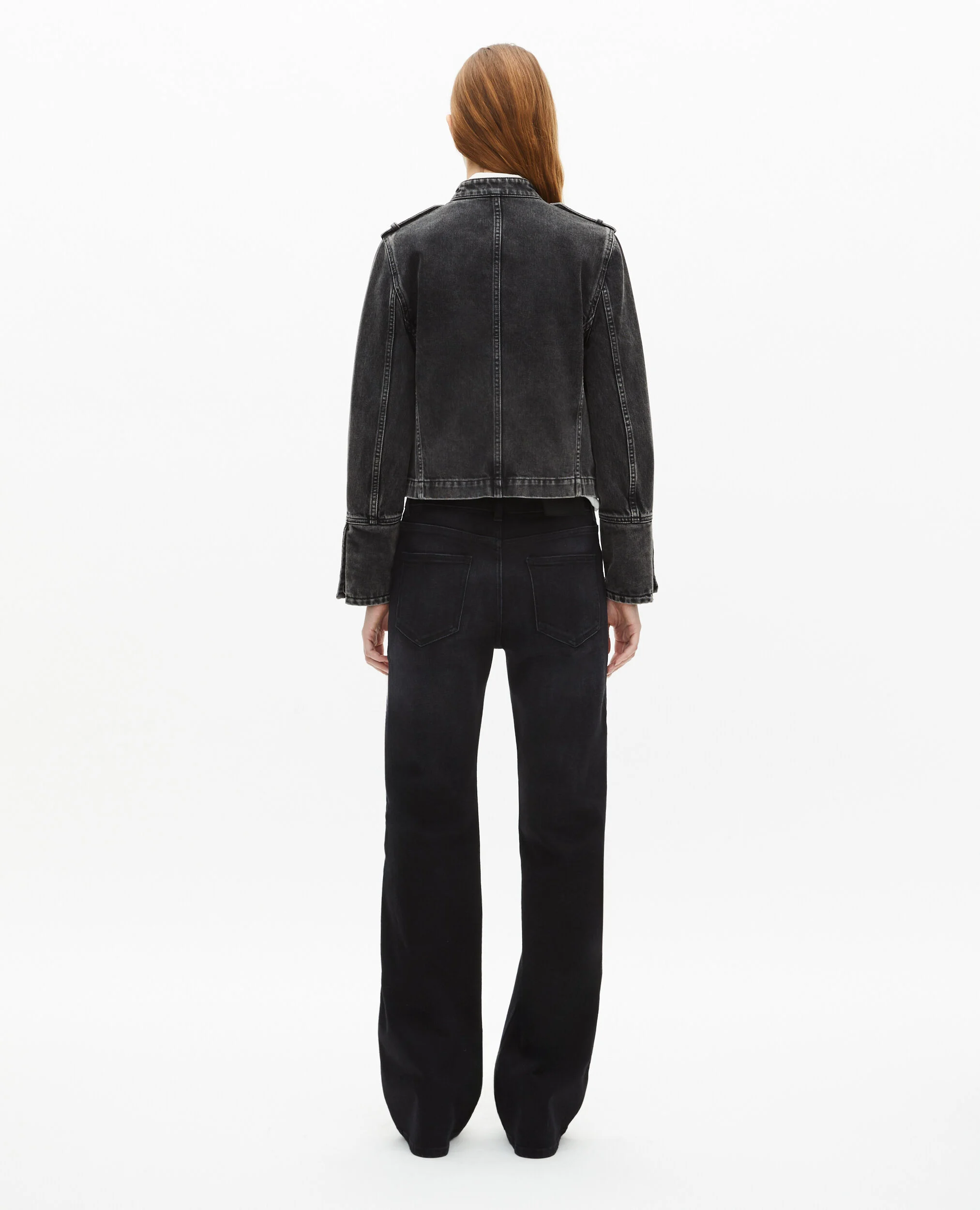 Veste style officier en denim grise