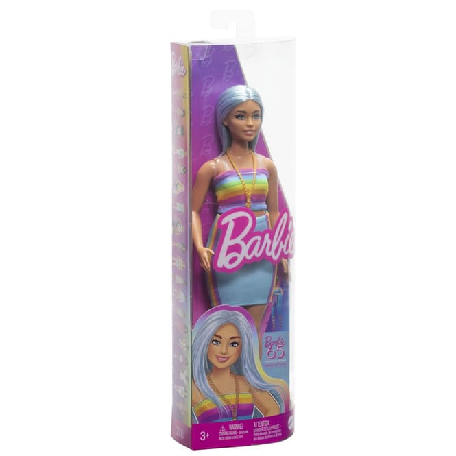 Barbie - Fashionista Puppe - Blaue Haare - Regenbogen-Top
