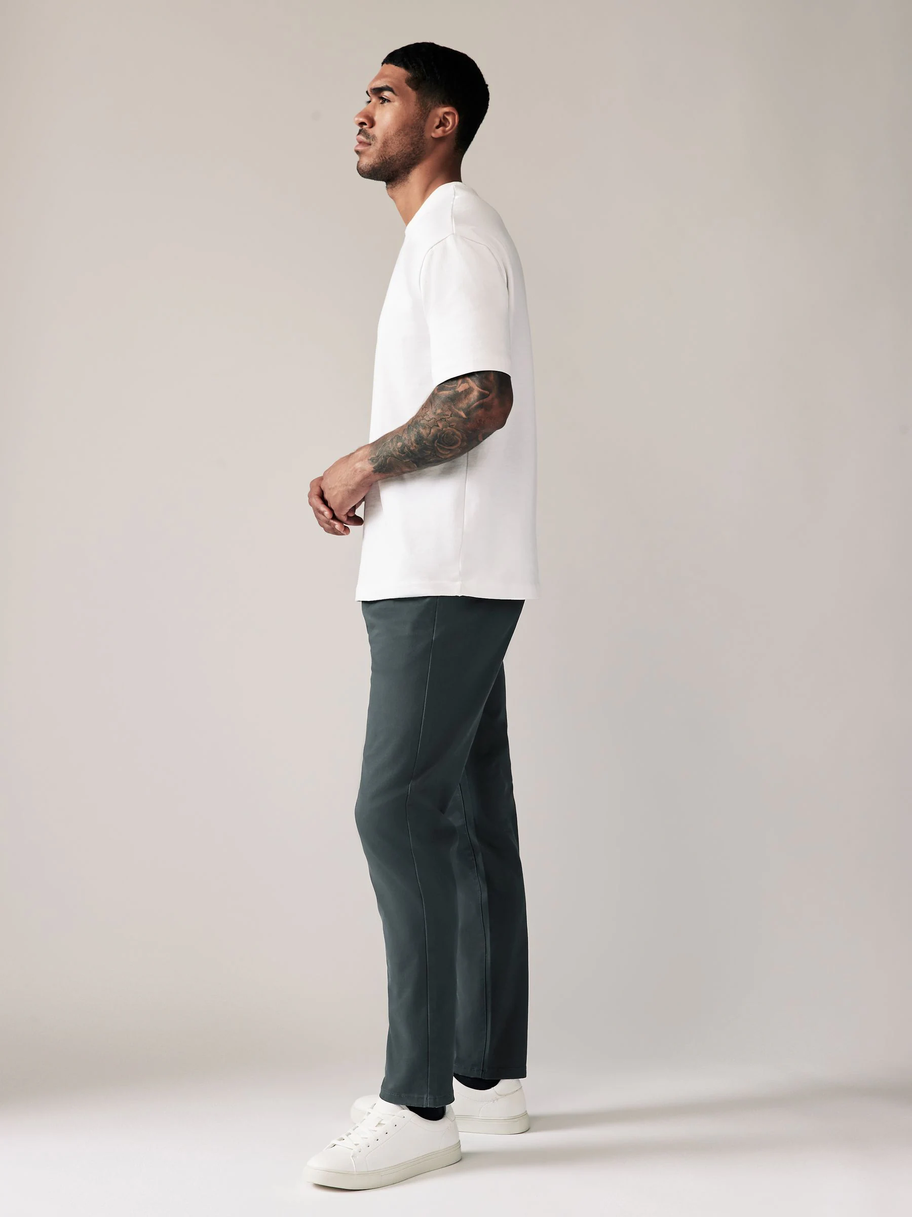 Antracietgrijs - Straight fit - Stretchy chino