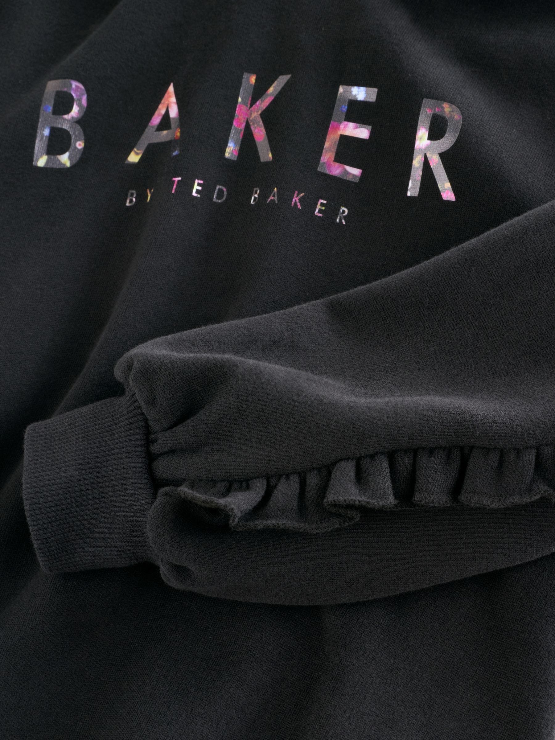 Baker by Ted Baker 2 Piece Longline Black Hoodie and Printed Leggings Set