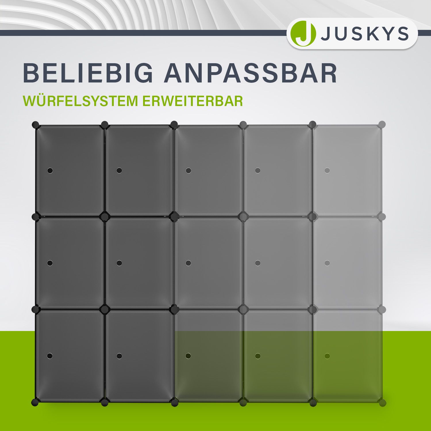 Juskys Schuhschrank 6 Würfel & Türen - Kunststoff Schrank für 24 Paar Schuhe - Steckregal Schwarz