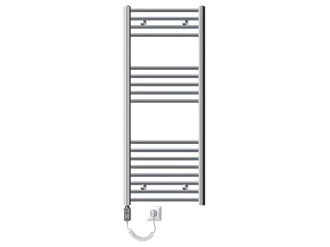 Sèche-serviettes électrique Sahara 500x1200 mm Chromé Connexion latérale incurvée et tige chauffante 900W