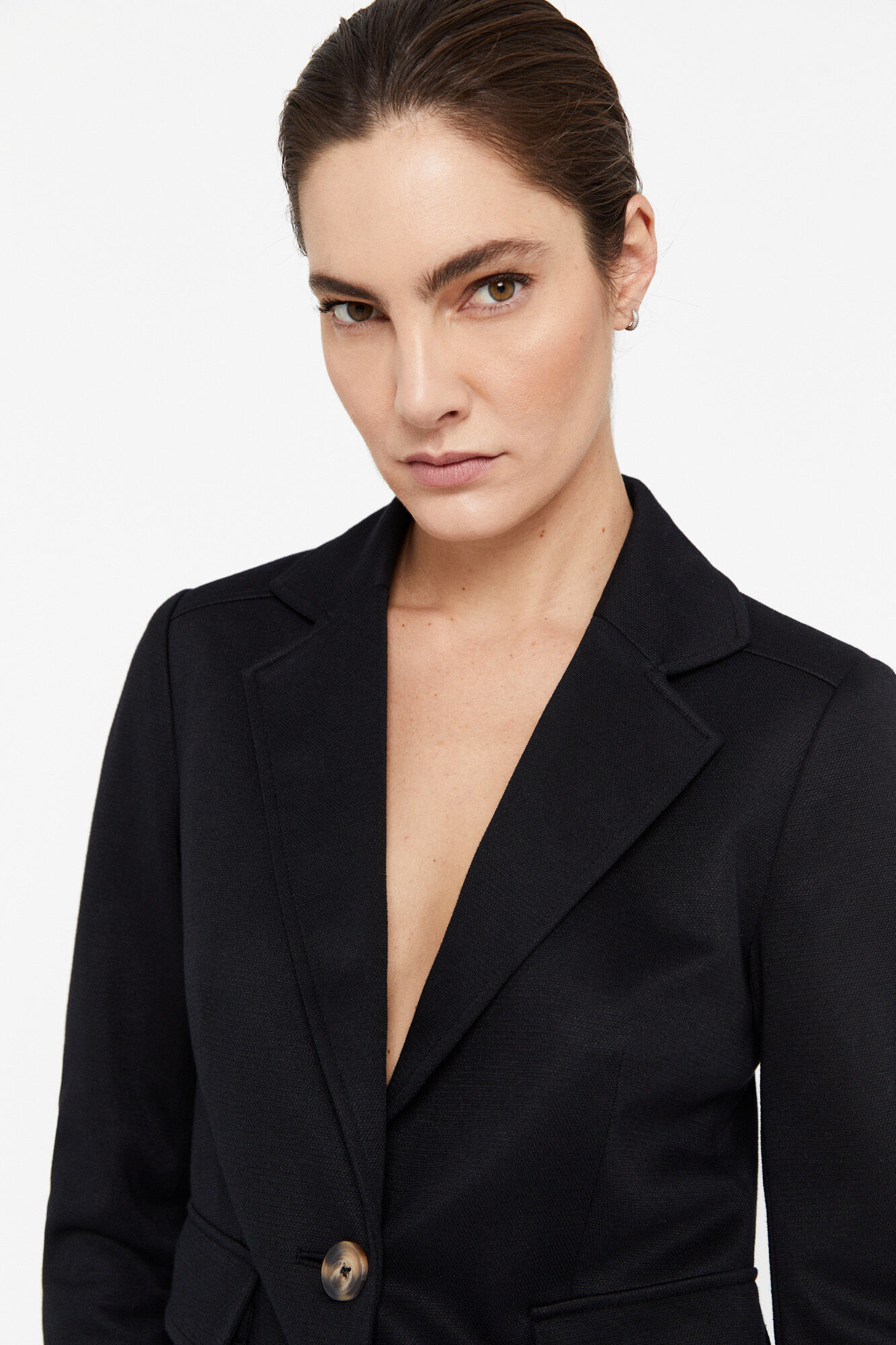Blazer de malha piqué - Preto