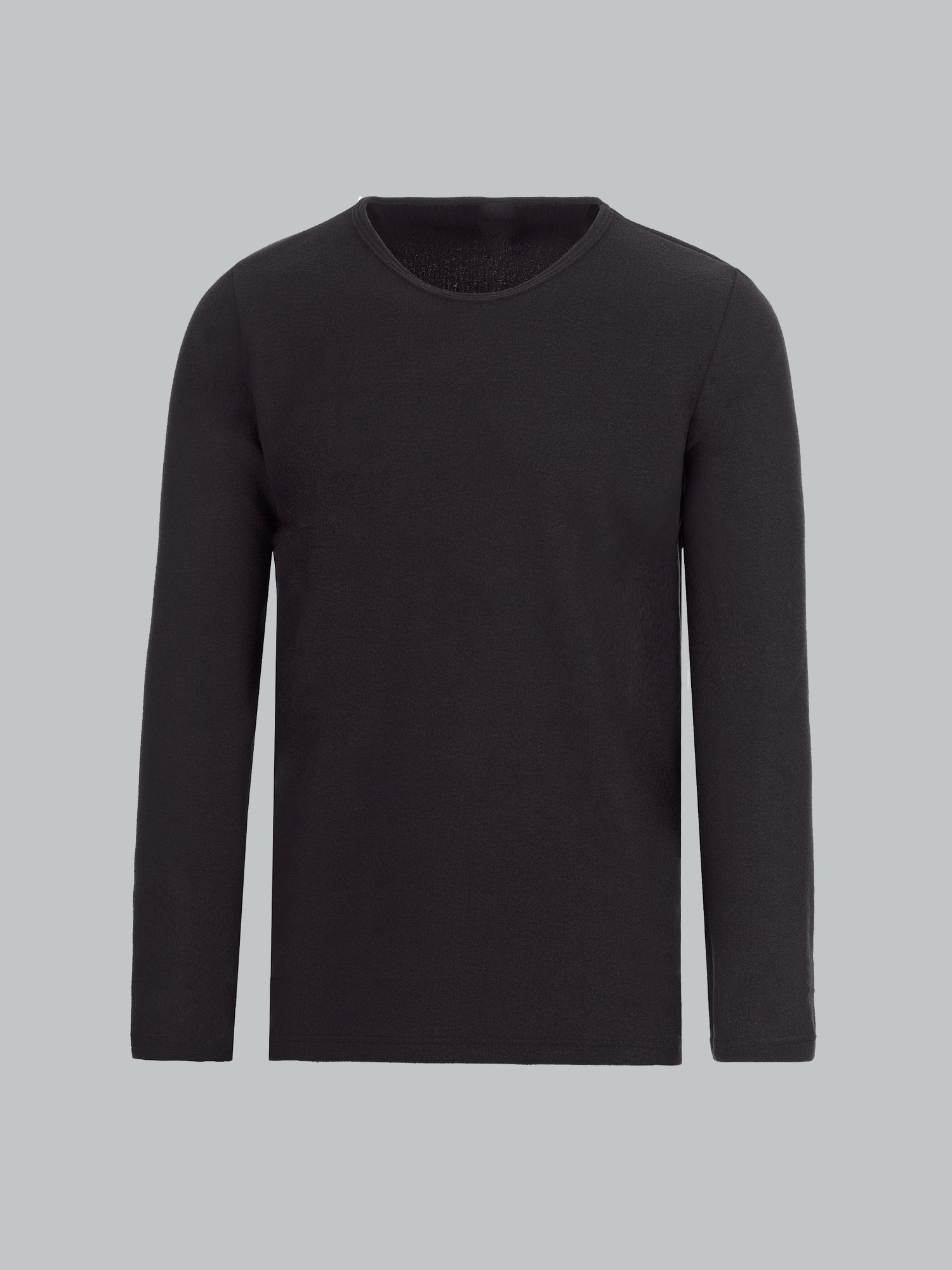 Fleece–Rundhalsshirt Schwarz