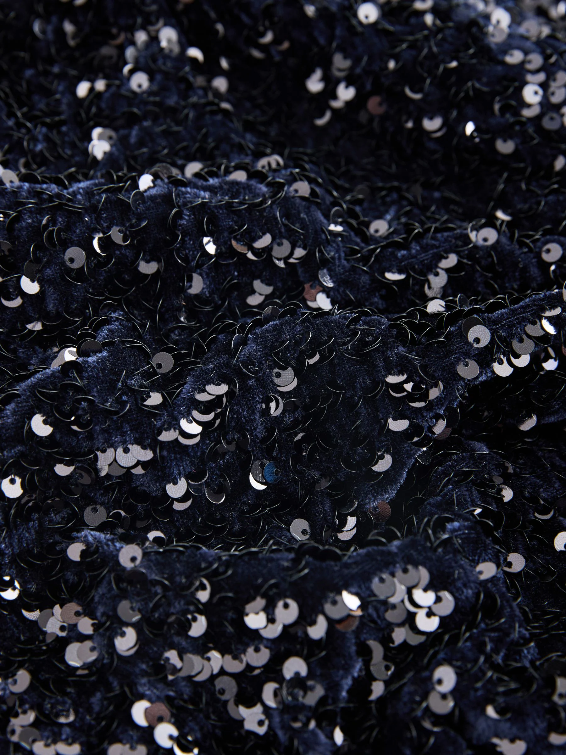 Donkerblauw - Fluwelen broek met wijde pijpen en lovertjes