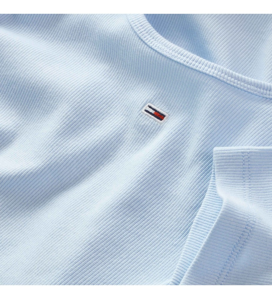 Camiseta canelada essencial Tommy Jeans azul