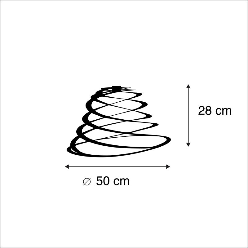 Stalen lampenkap, zwart, 50 cm - spiraal