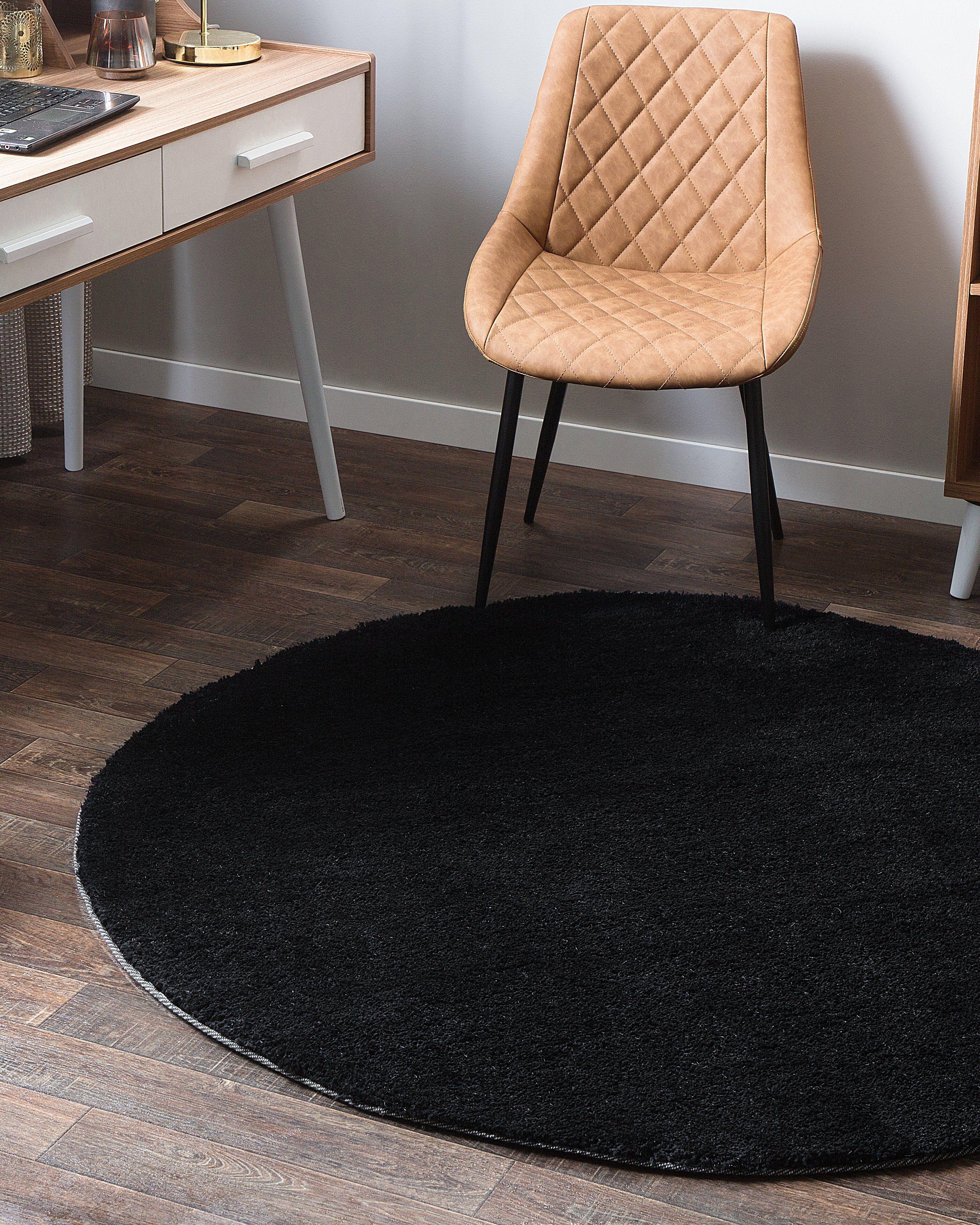 Hoogpoligvloerkleed DEMRE Zwart ø 140 cm