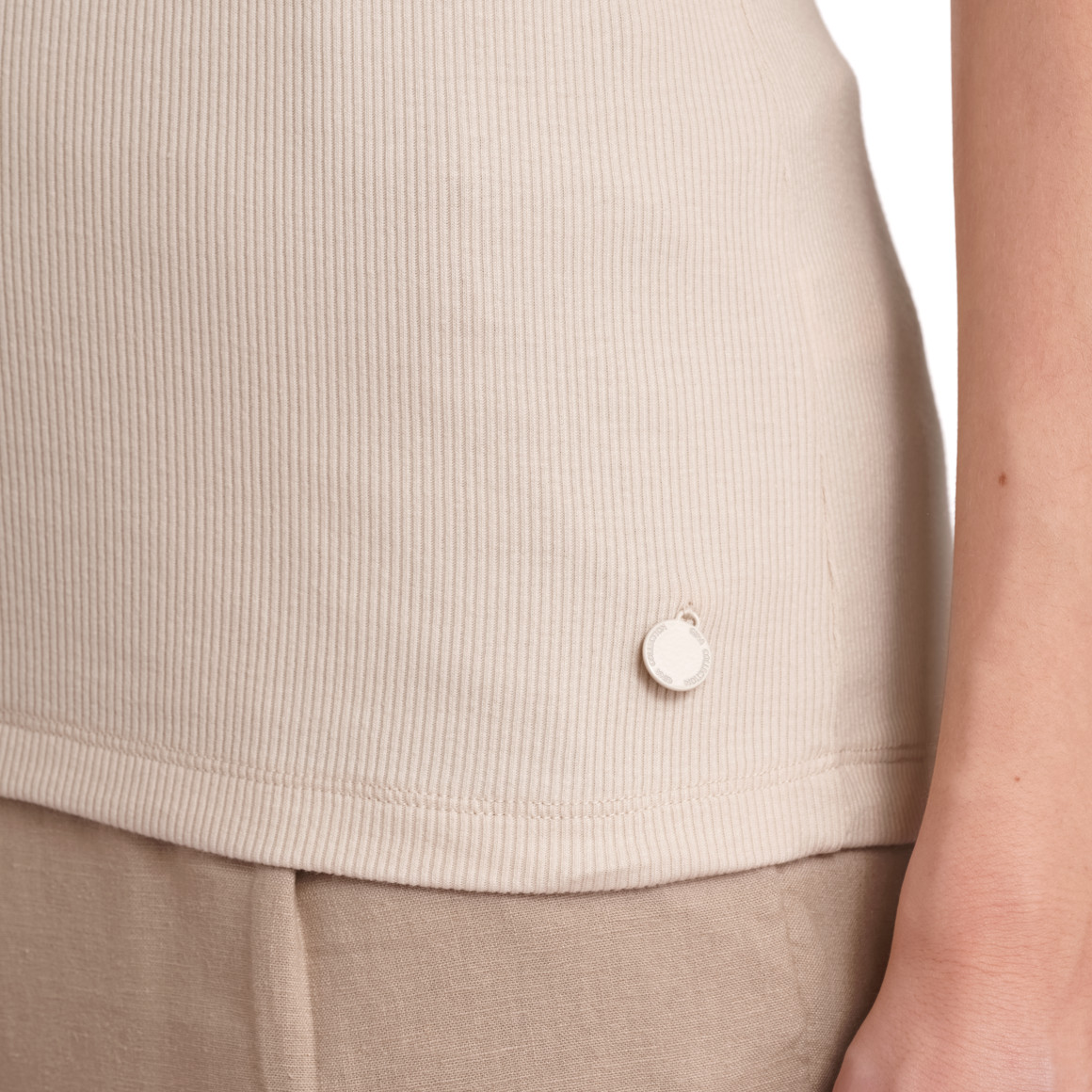 Gina Collection Damen Top mit Rippstruktur creme