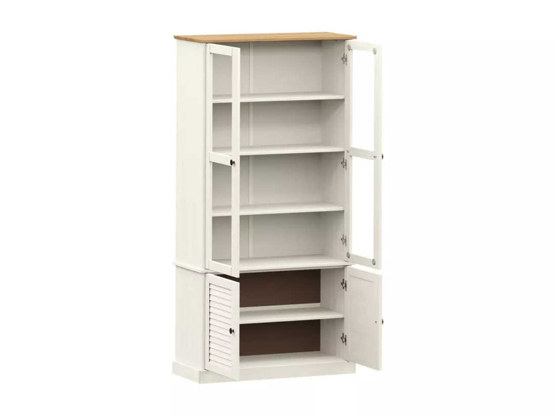 Vitrine en verre VIGO blanc 85x35x170 cm bois massif de pin