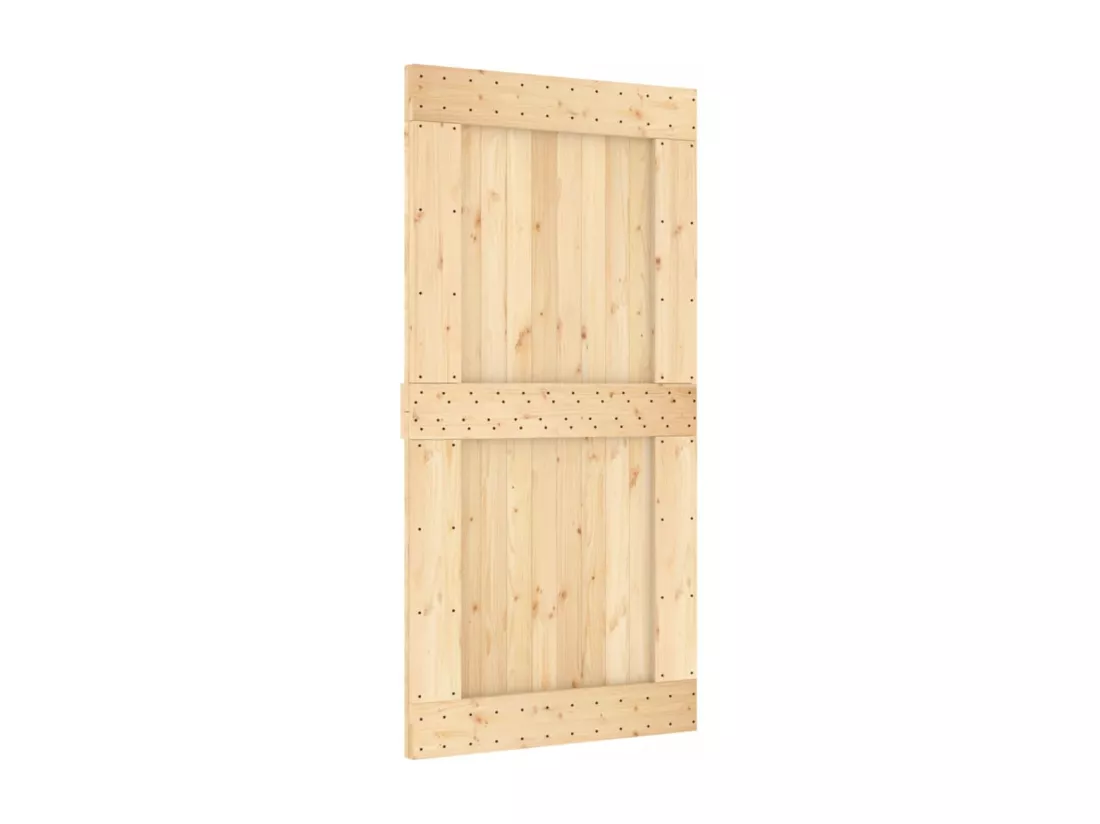 Porte coulissante et kit de quincaillerie 100x210 cm pin massif