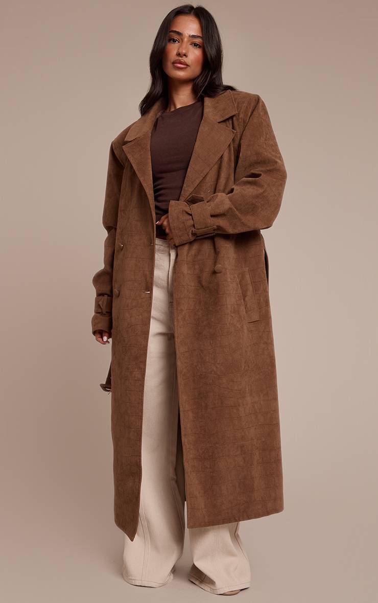 Chocolat Trench-coat Petite En Synthétique Effet Croco